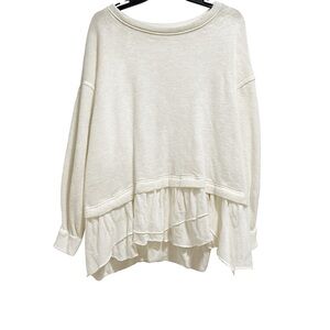 Free People Cream Layered Hem Sweatshirt